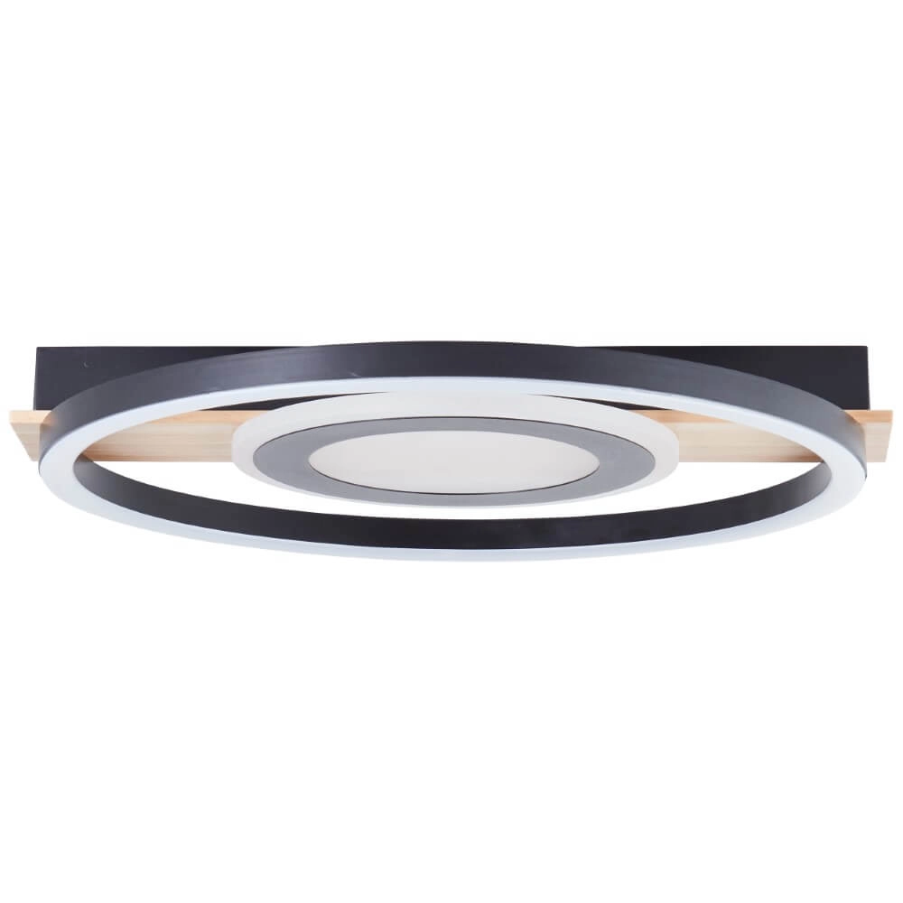 Plafondlamp Maureen Ø 37cm zwart met hout Brilliant 4004353420078