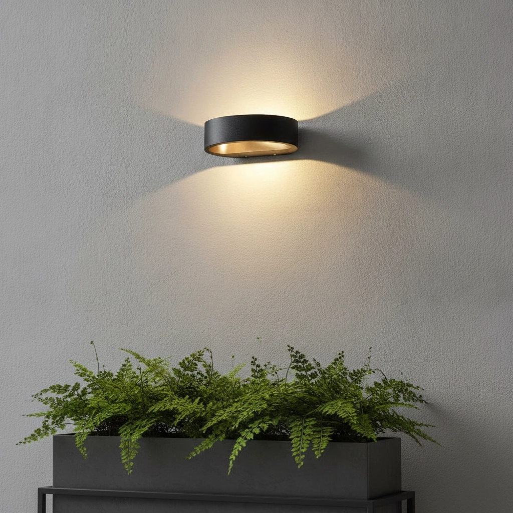 Buitenlamp up/down Sharp zwart met goud
