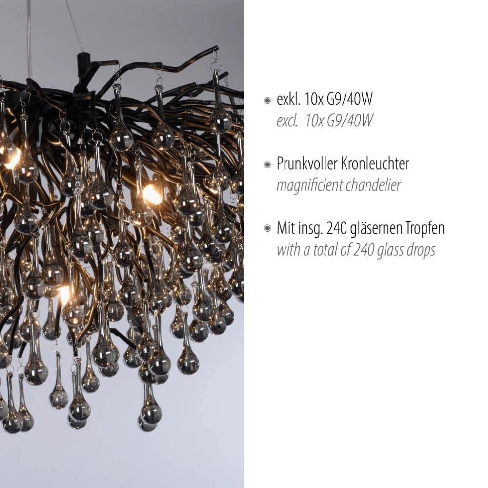 Unieke kroonluchter Icicle zwart Paul Neuhaus 4012248377567