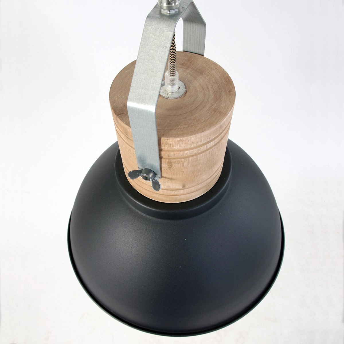 Landelijke hanglamp Denzel 38 38cm zwart met hout Steinhauer 8712746106046