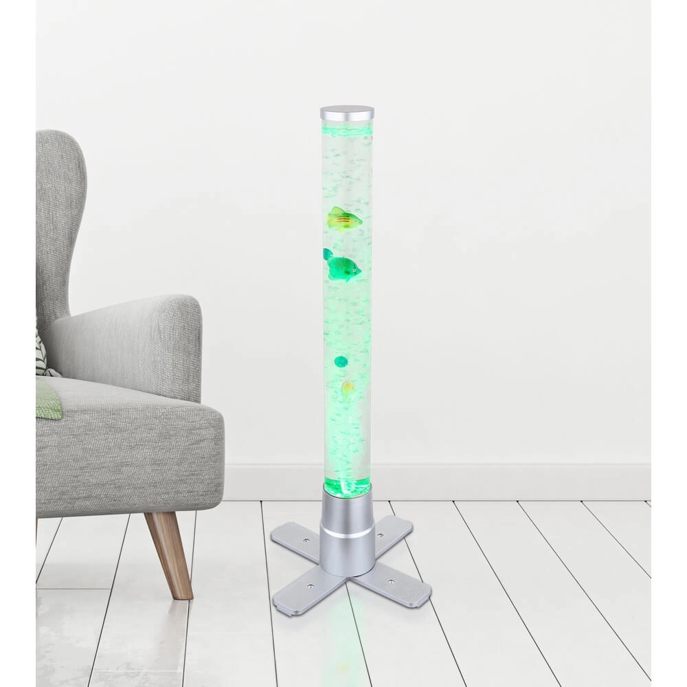 Bubbel vloerlamp Mendoza zilvergrijs met visjes Globo 9007371442683