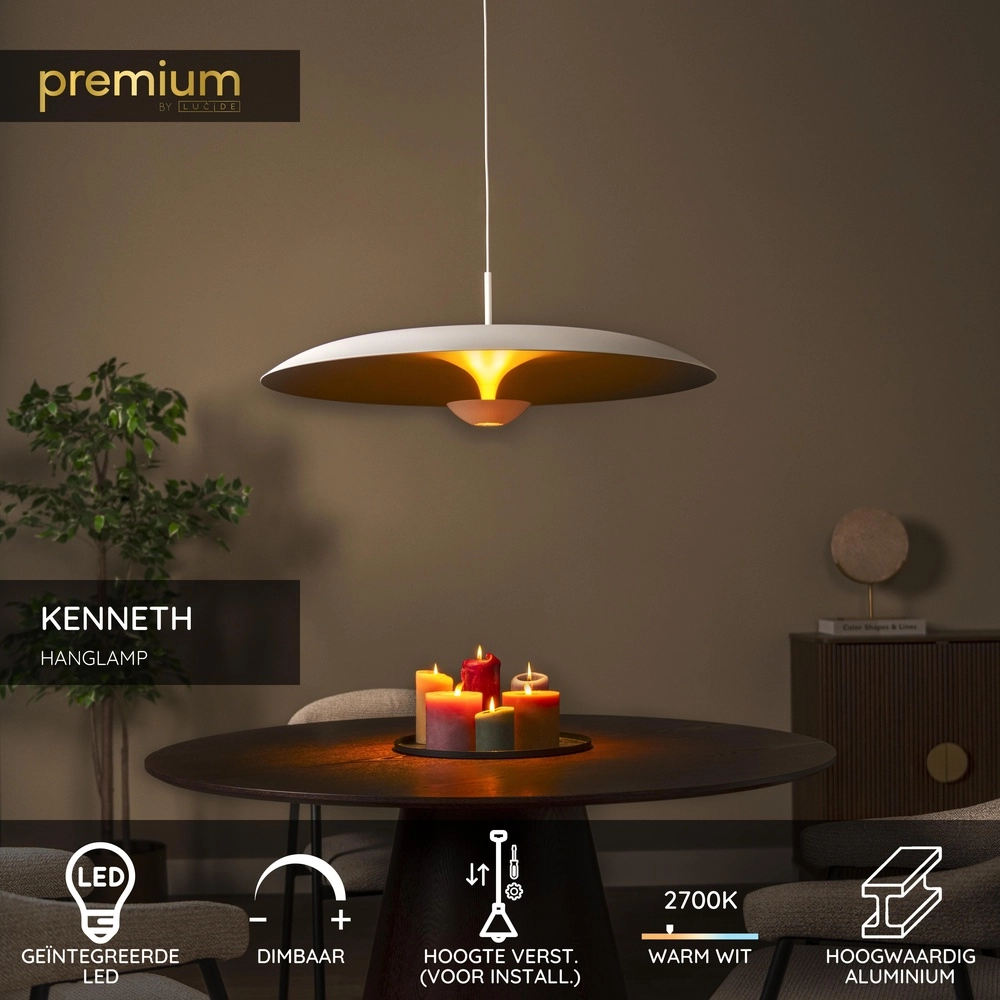 Design hanglamp Kenneth wit Ø 80cm Premium by Lucide 5411212410481