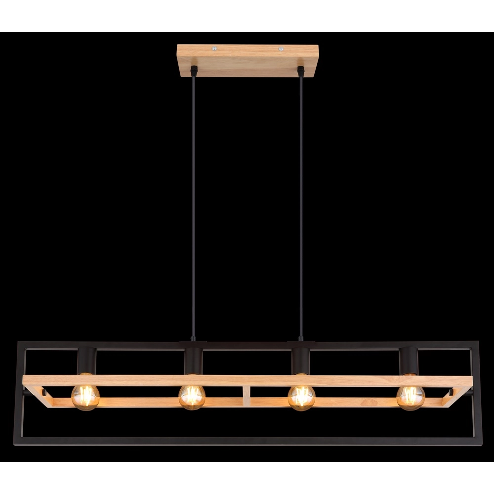 4-lichts hanglamp Erica zwart met hout Globo 9007371433711