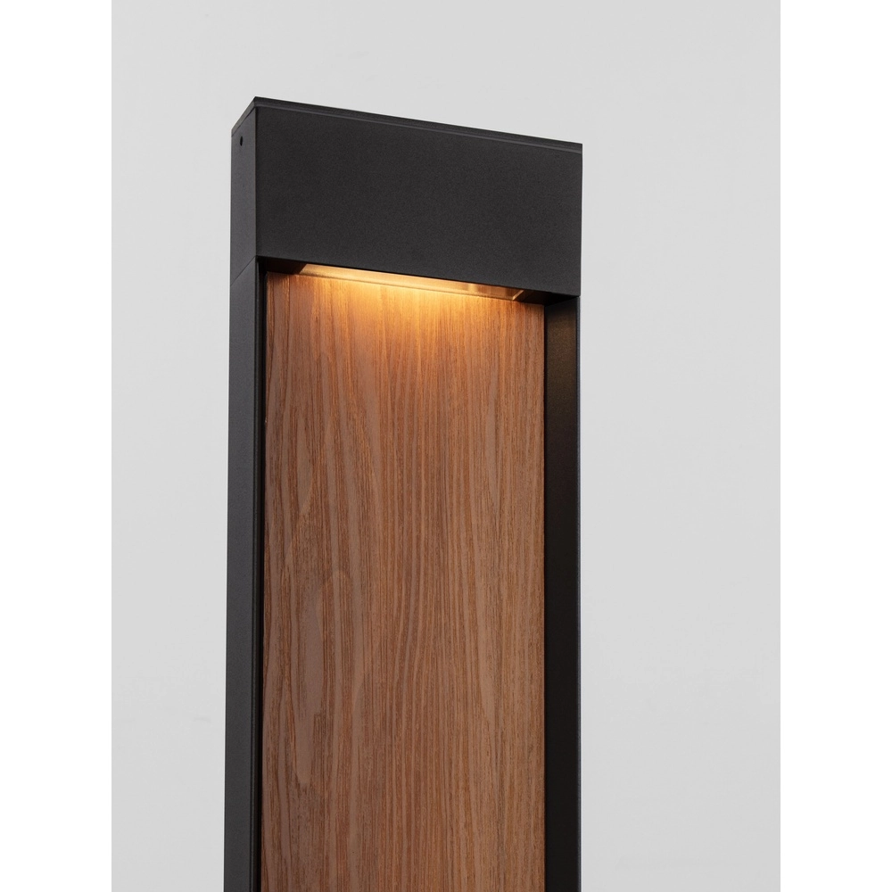 Design tuinlamp Noray zwart met hout 78cm - 2700K Lyora 5212063504332