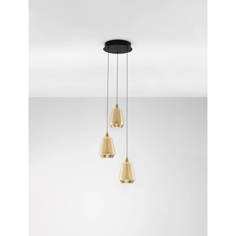 Design hanglamp Alish 3-lichts amber glas Lyora 5212017477712