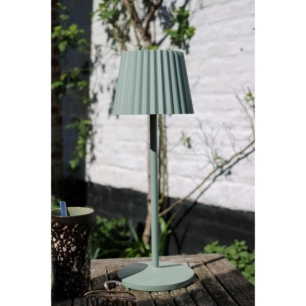 Oplaadbare tafellamp Justine groen met oplaadstation Lucide 5411212272225