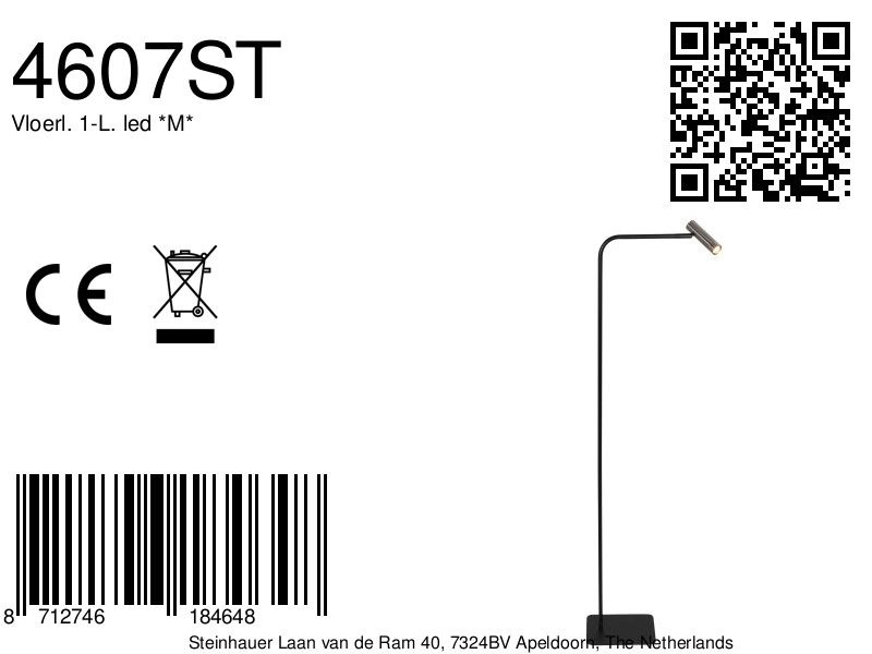 Vloerlamp Lumo zwart met nikkel Steinhauer 8712746184648