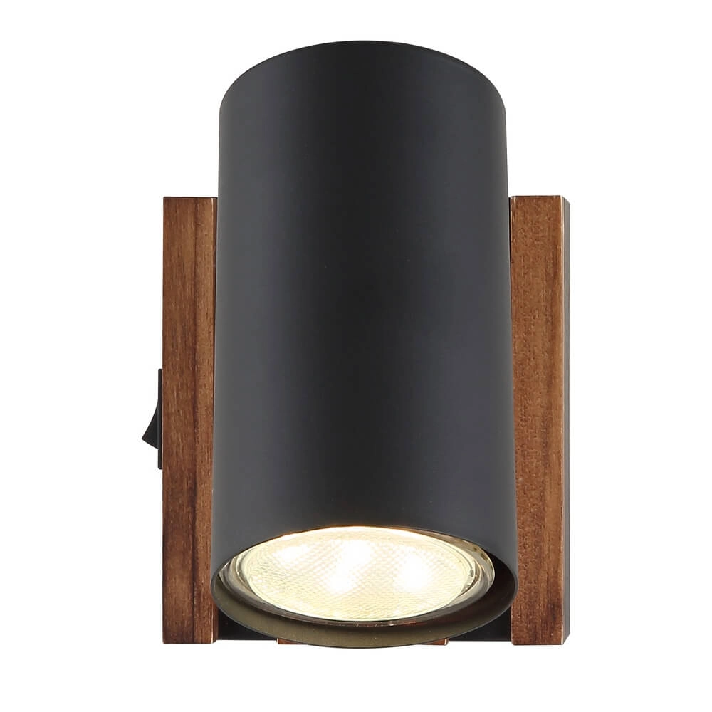 Plafondlamp Kayden enkel zwart met hout Globo 9007371525447