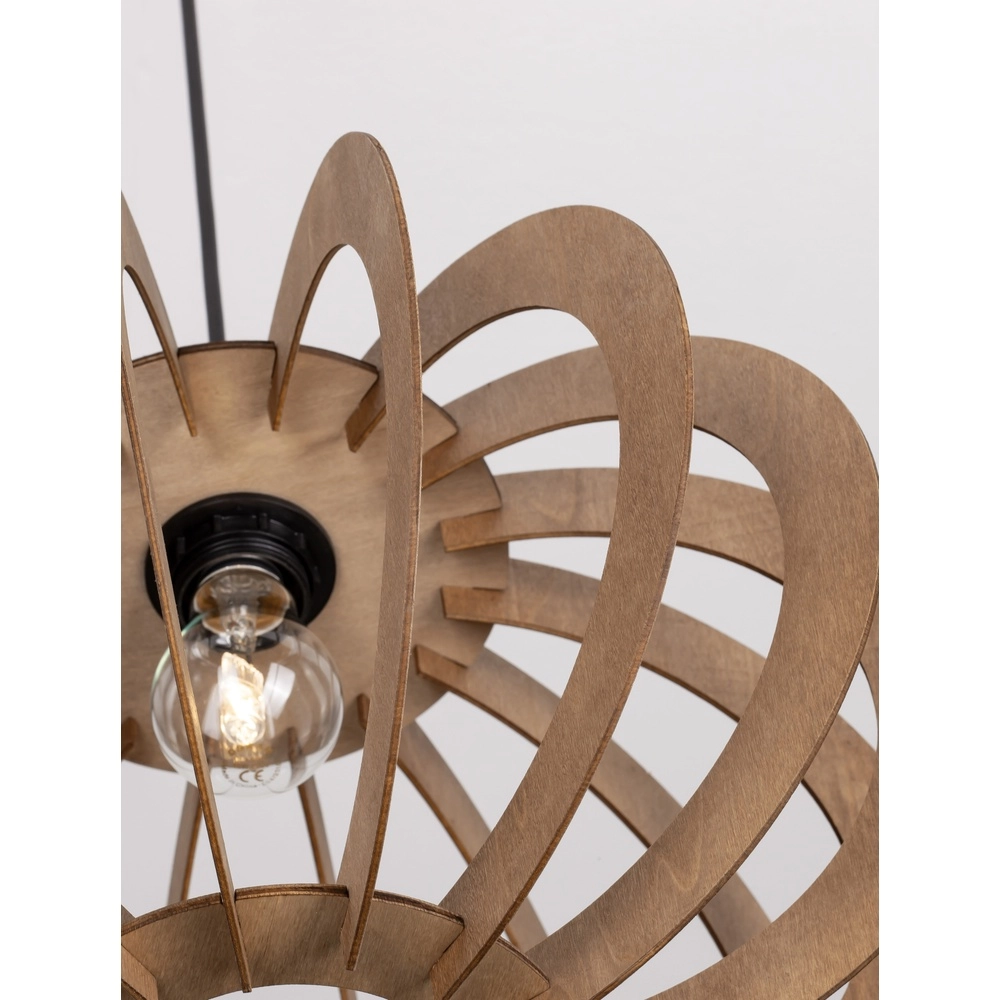 Houten hanglamp Ottoline donker Ø 40cm Lyora 5212017436207