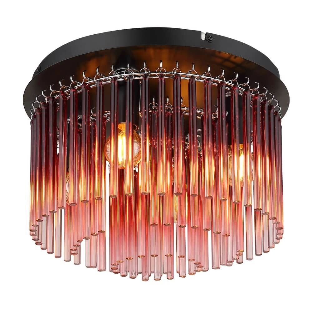Zwarte plafondlamp Gorley met rood glas Ø 32cm