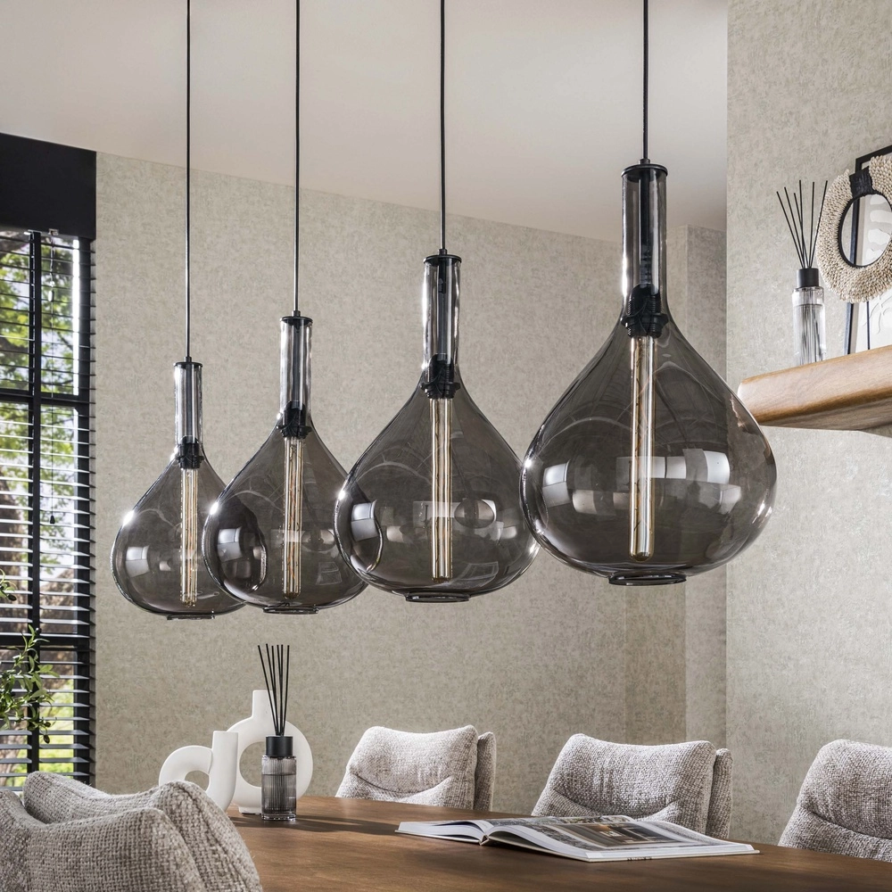 Glazen hanglamp Smoke 4x Ø 28cm Lyora 8716803513280