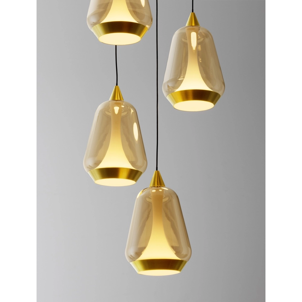 Design hanglamp Alish 5-lichts amber glas