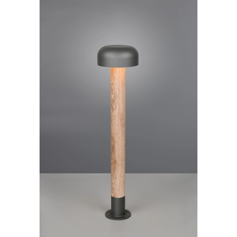 Tuinlamp Fraser grijs met hout 84,5cm Trio 4017807648591