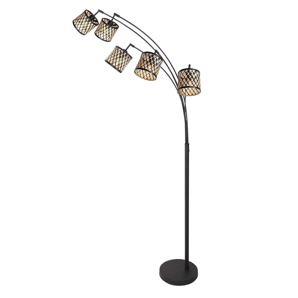 Vloerlamp 5-lichts Sumba met bamboe kappen Ø12cm Steinhauer 8712746182873