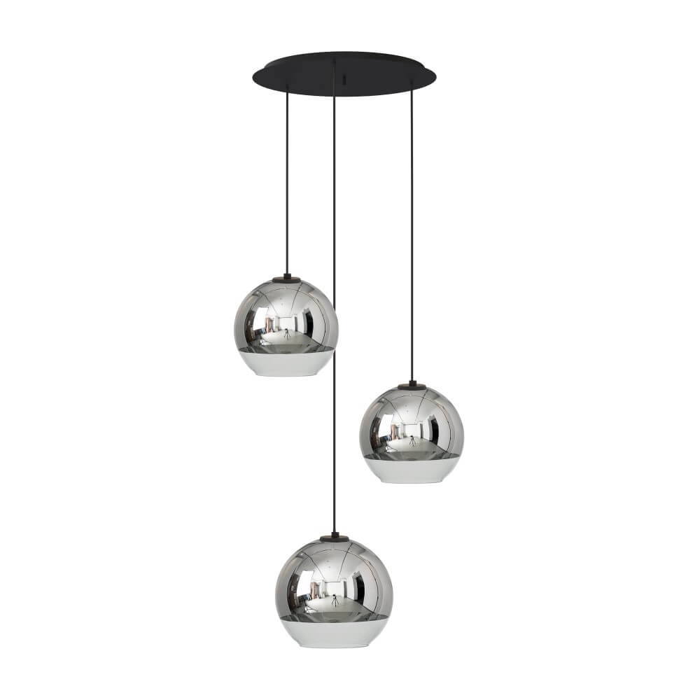 3-lichts bol hanglamp Globe Plus verchroomd