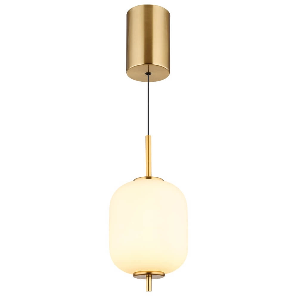 Gouden hanglamp Ewald enkel wit glas Ø 13,5cm Globo 9007371458578