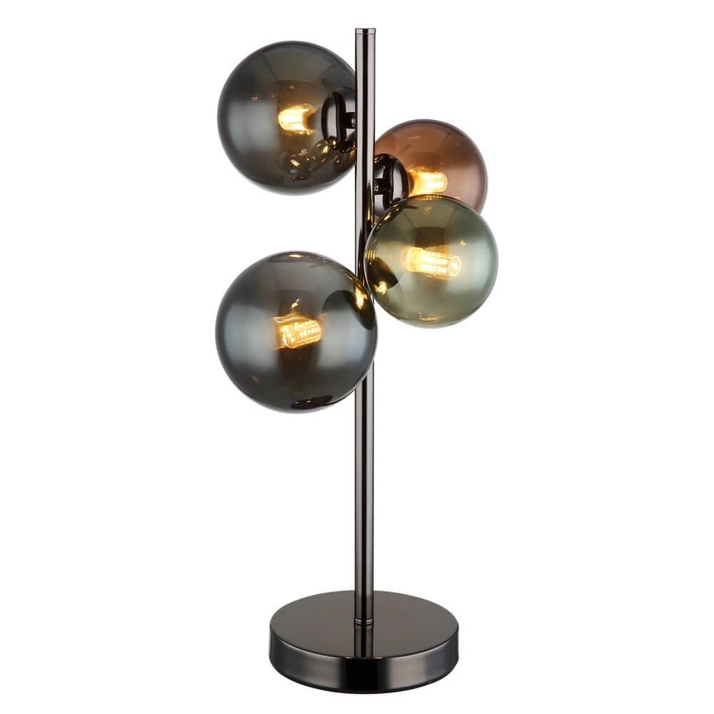 Zwarte tafellamp Riha gekleurd glas 4-lichts