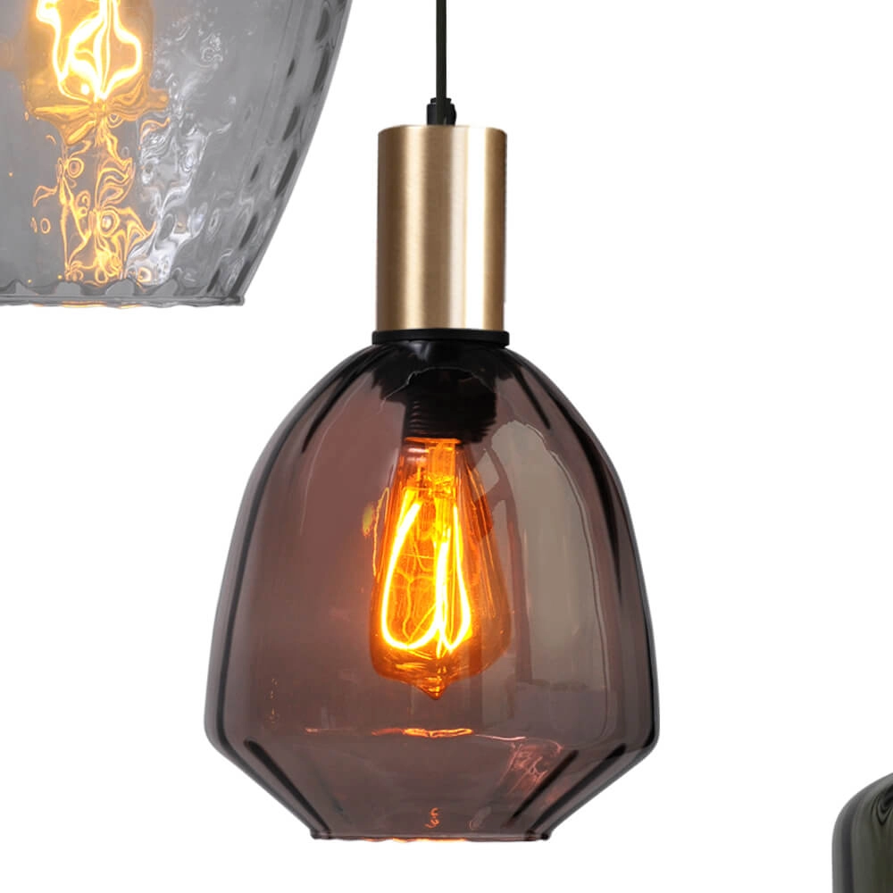5-lichts vide hanglamp - goud - Porto met verschillende glazen Masterlight 8718121271255