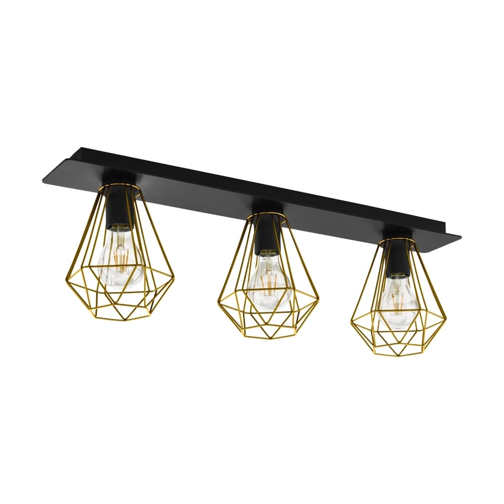 Plafondlamp Tarbes 2 zwart met goud