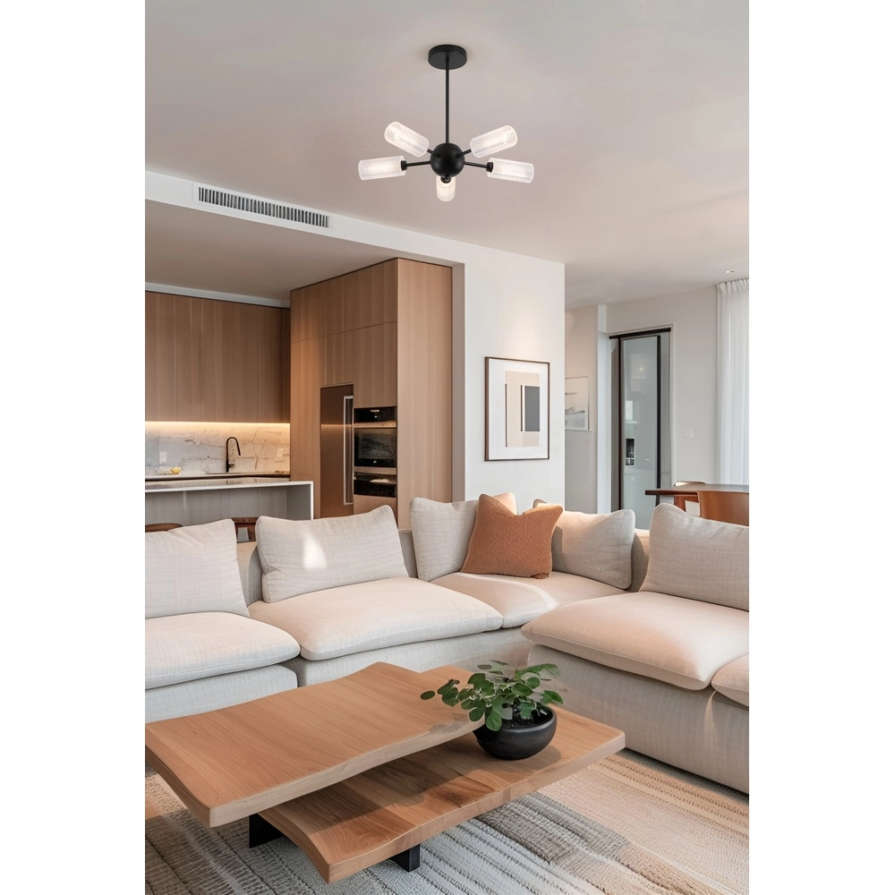 Plafondlamp Cosmic zwart 5-lichts Searchlight 5053423302492