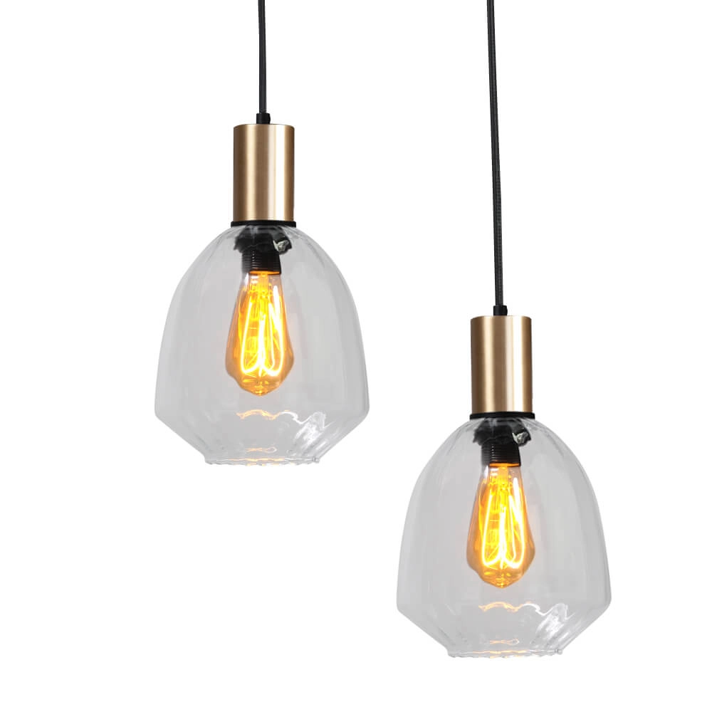 6-lichts hanglamp - goud - Porto met Nicolette clear glazen Masterlight 8718121270609