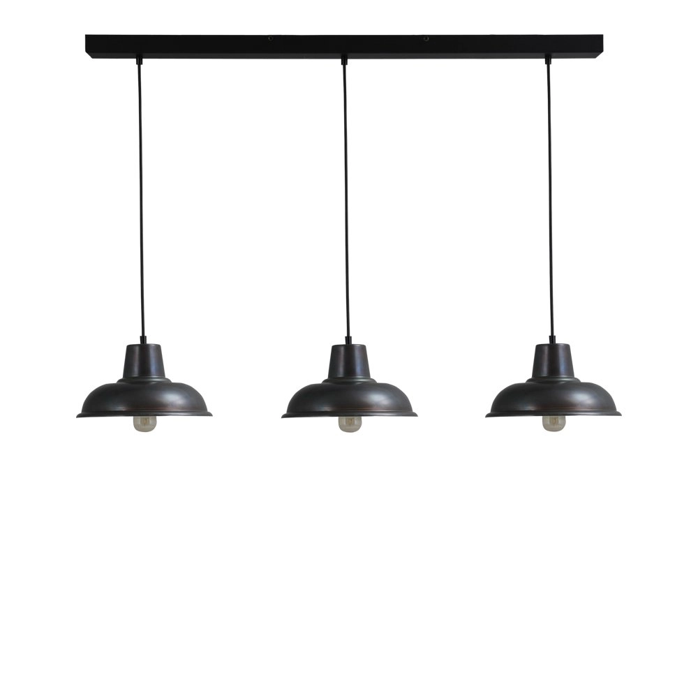 Industrie eettafellamp Industria 3x26 2-lichts gunmetal