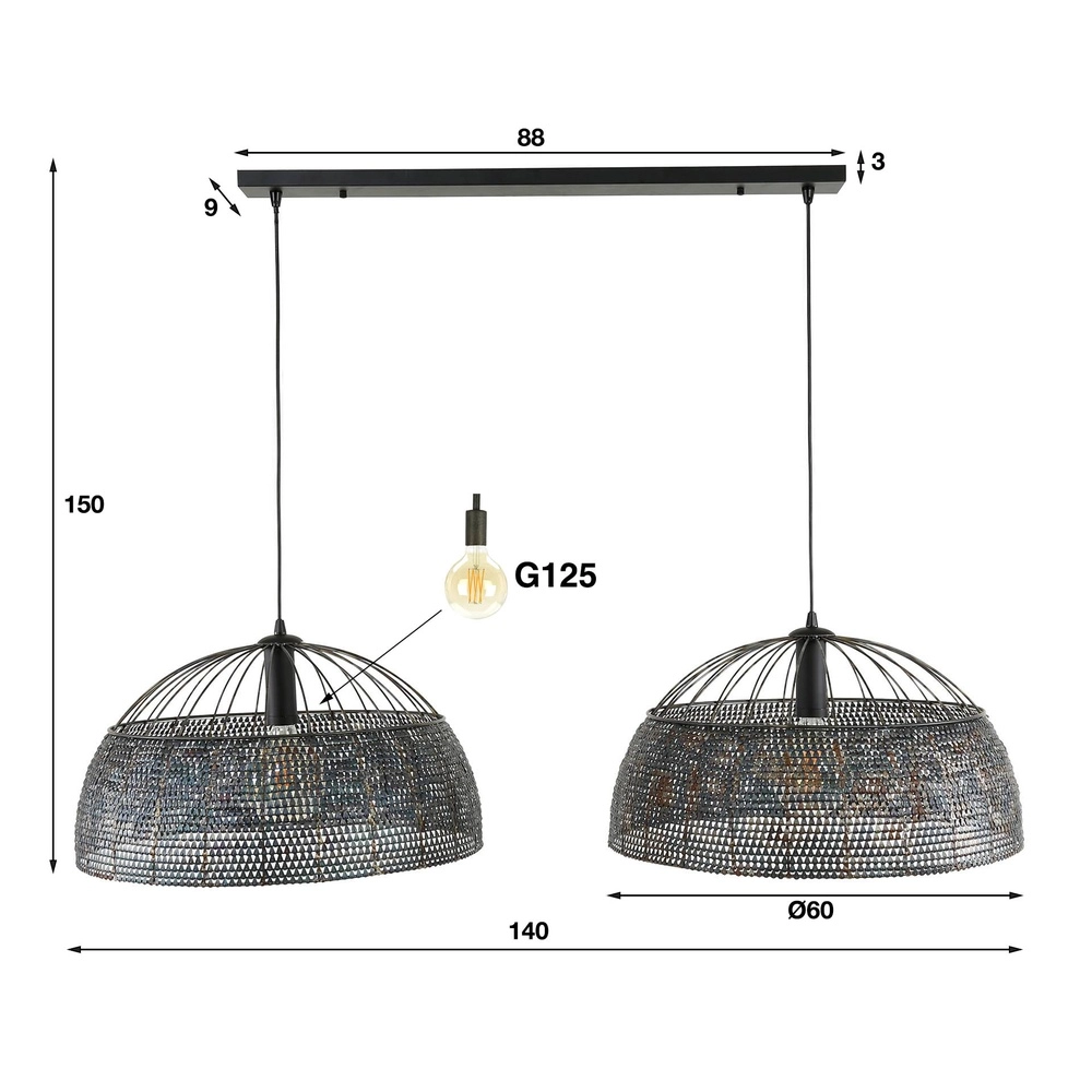 XXL eetkamer hanglamp Armor 2x Ø 60cm Lyora 8716803512924