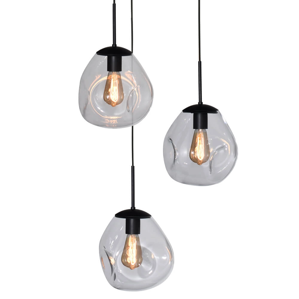 Pendel hanglamp Lava 3x helder glas Ø 24cm Masterlight 8718121286402