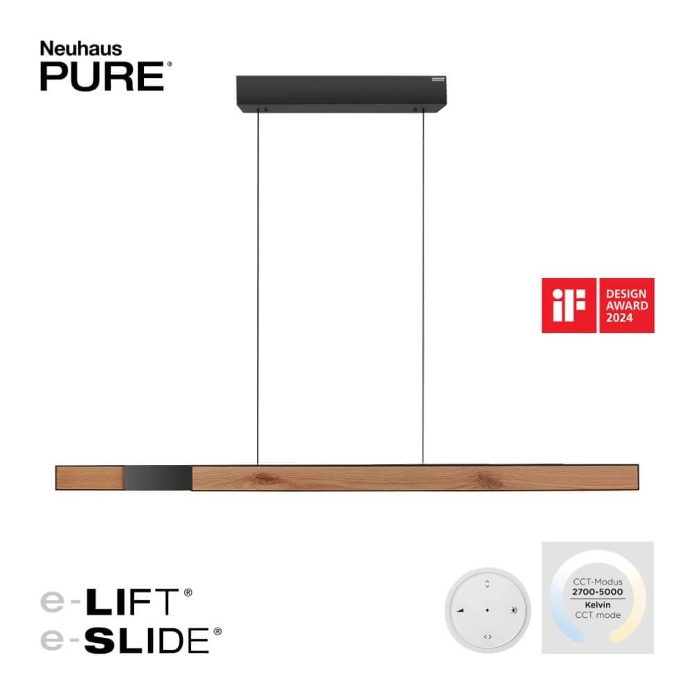 Design hanglamp Pure Moto-Rise hout Paul Neuhaus 4012248374443