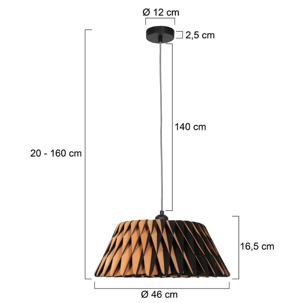 Zwart houten hanglamp Maze Ø 46cm Steinhauer 8712746166293