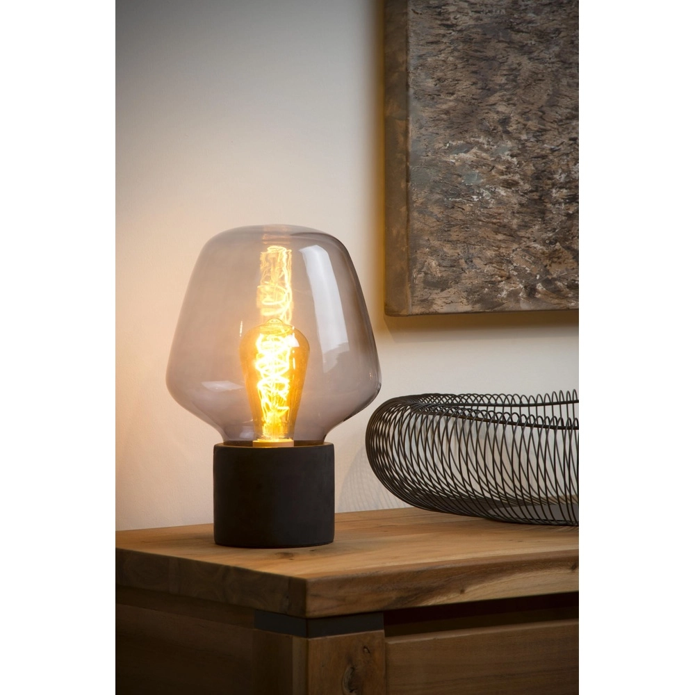 Tafellampje Becky zwart met smoke glas Lucide 5411212450753