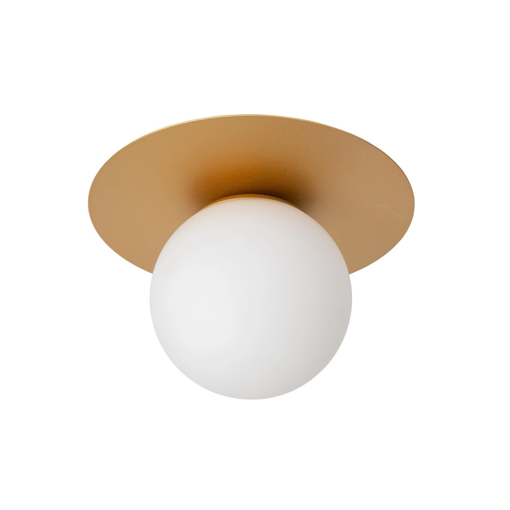Plafondlamp Tricia goud met witte bol