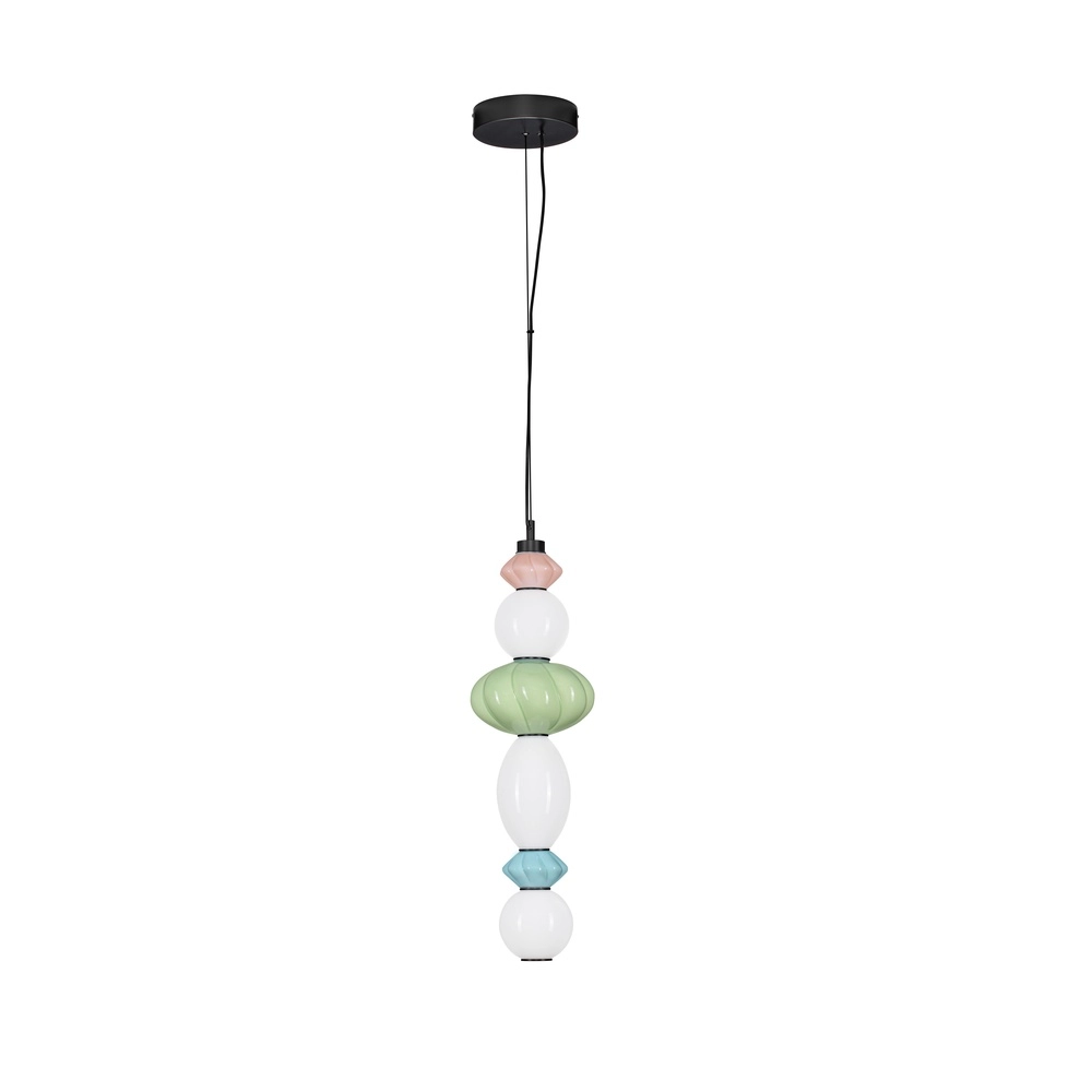 Hanglamp Oneta roze - wit - groen - blauw