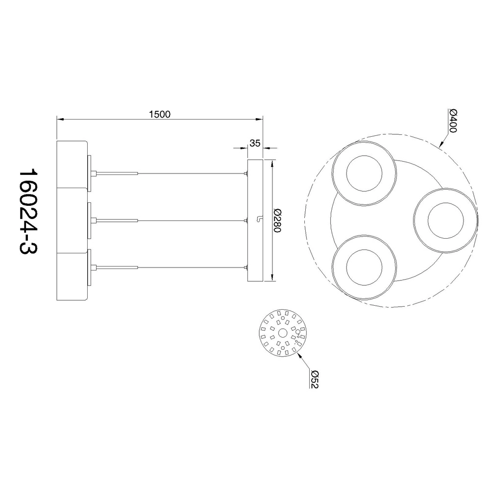 Design hanglamp Belinda 3-lichts zwart Globo 9007371531318