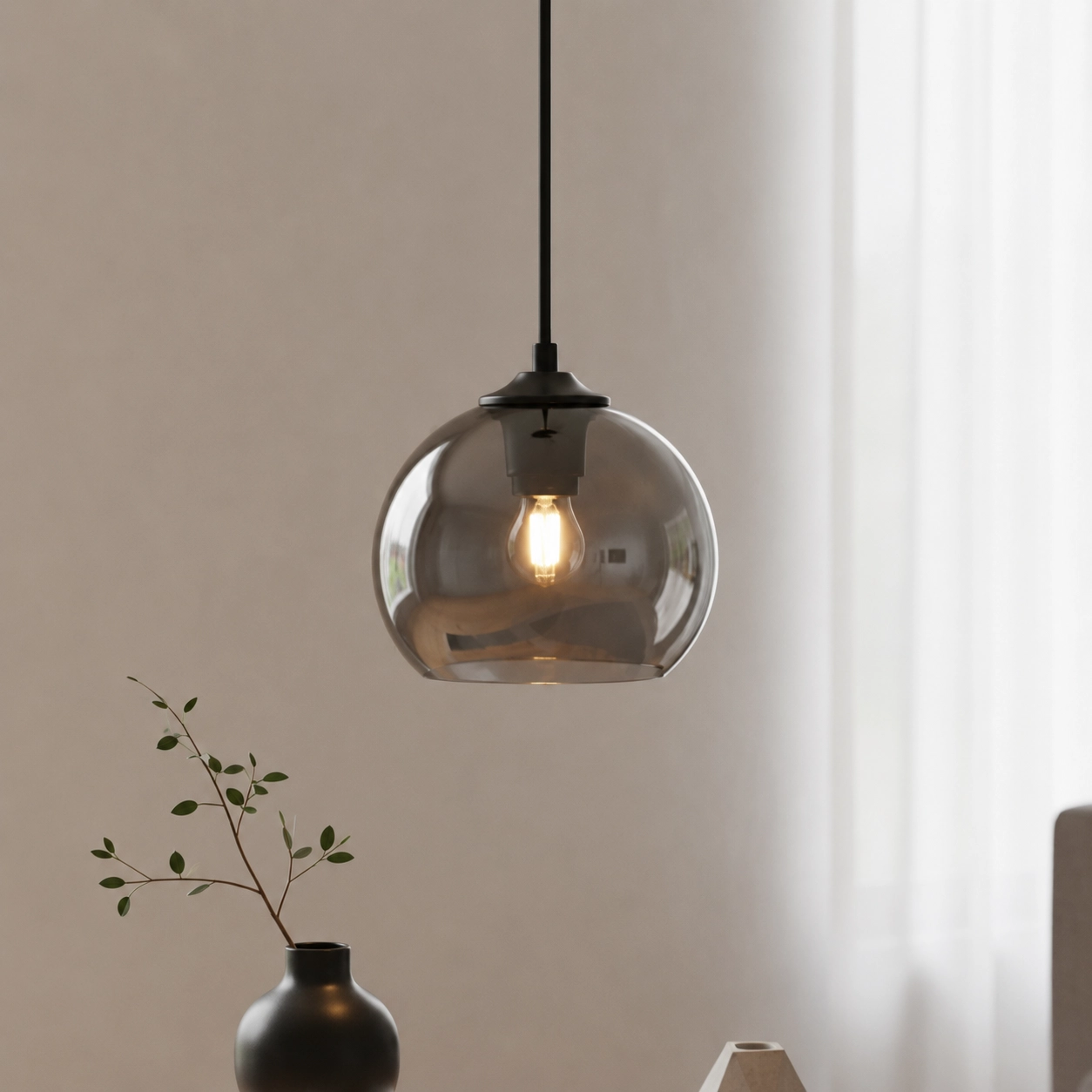 Plafondlamp Marino grijs glas Ø 20cm