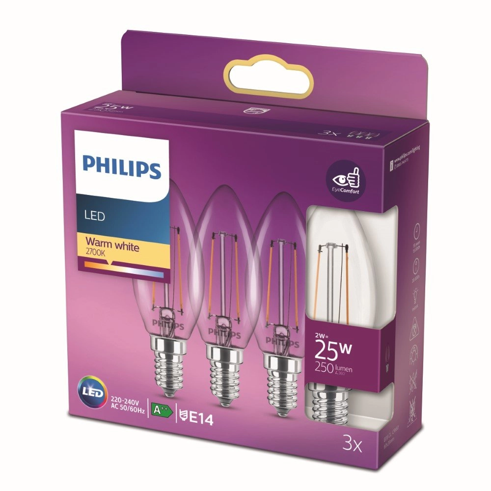 2W - E14 - 2700K - 250 lumen set van 3