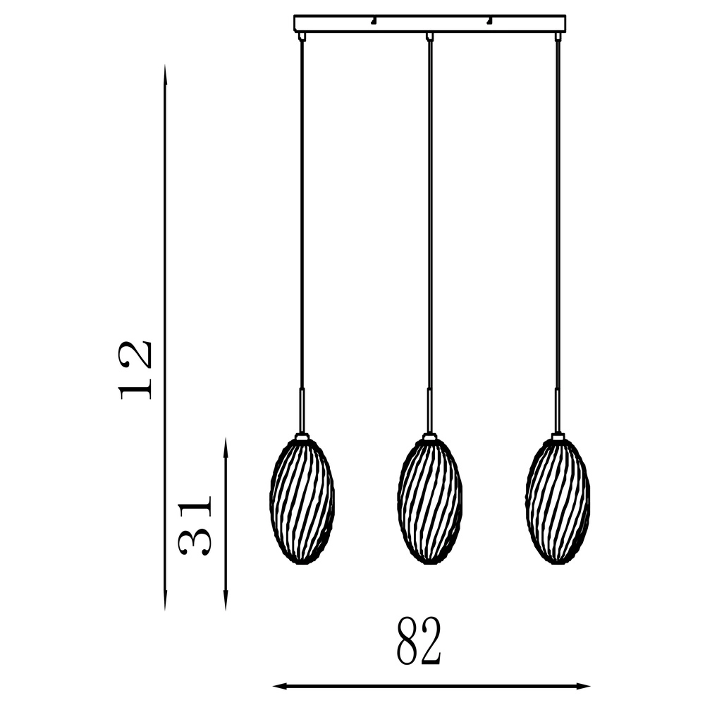 3-lichts hanglamp Whirl recht gekleurd glas Searchlight 5053423299372