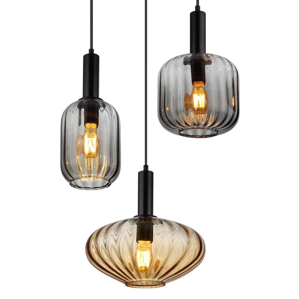 Hanglamp Valletta met gekleurd glas 3-lichts Globo 9007371455867