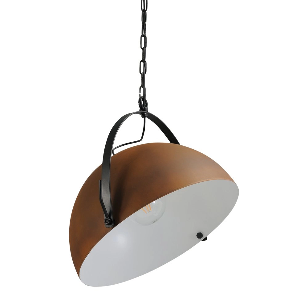 Landelijke hanglamp Larino 50 roestbruin met wit Landelijke hanglamp Larino 50 roestbruin met wit