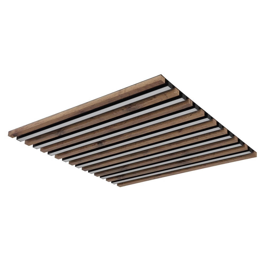 Plafondlamp Hayden zwart met hout vierkant 60cm Globo 9007371513642