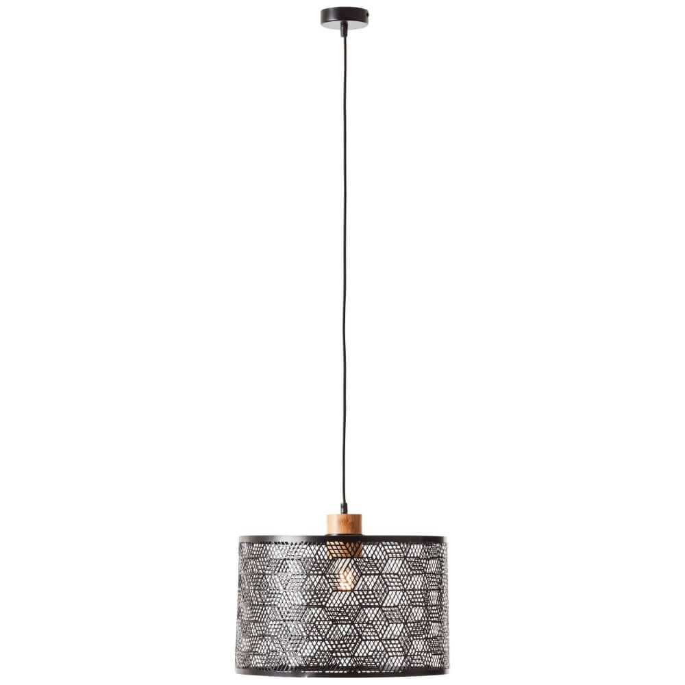 Hanglamp Santy 39cm zwart met hout Hanglamp Santy 39cm zwart met hout
