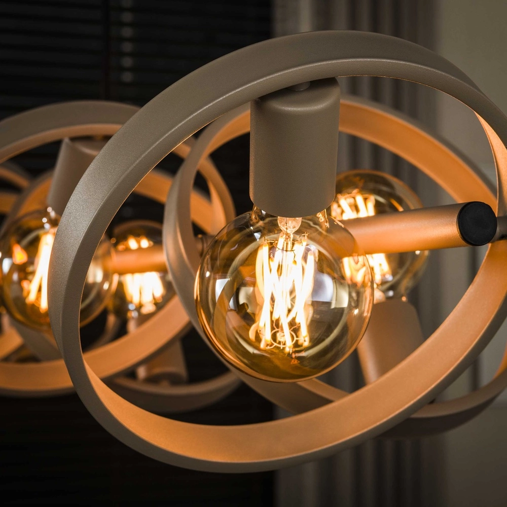8 ringen hanglamp eettafel Hover zand - Ø 26cm Lyora 8716803513372