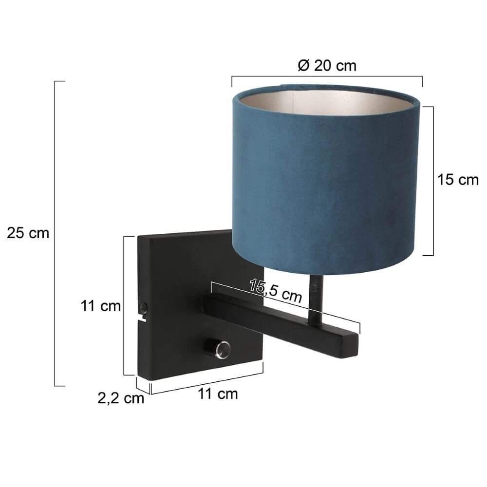 Velvet wandlamp Stang blauw met zwart Steinhauer 8712746147391