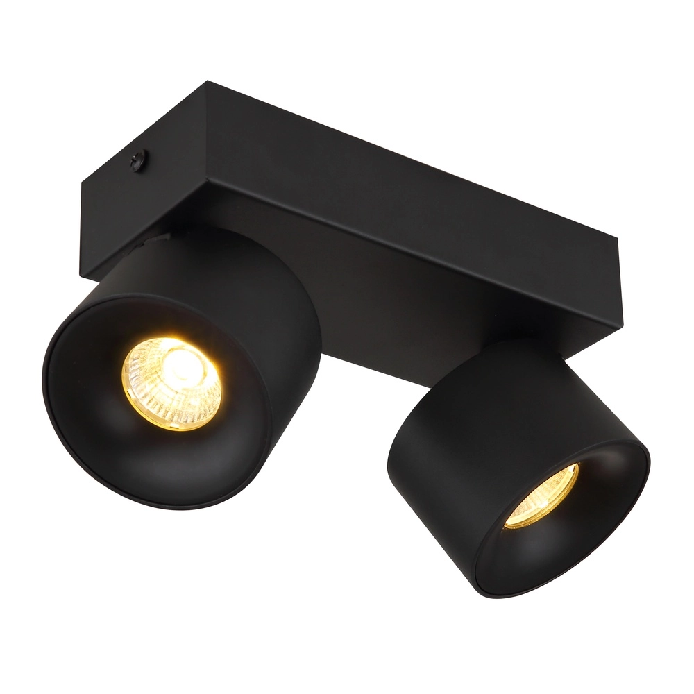 Strakke plafondlamp Rae 2-lichts zwart