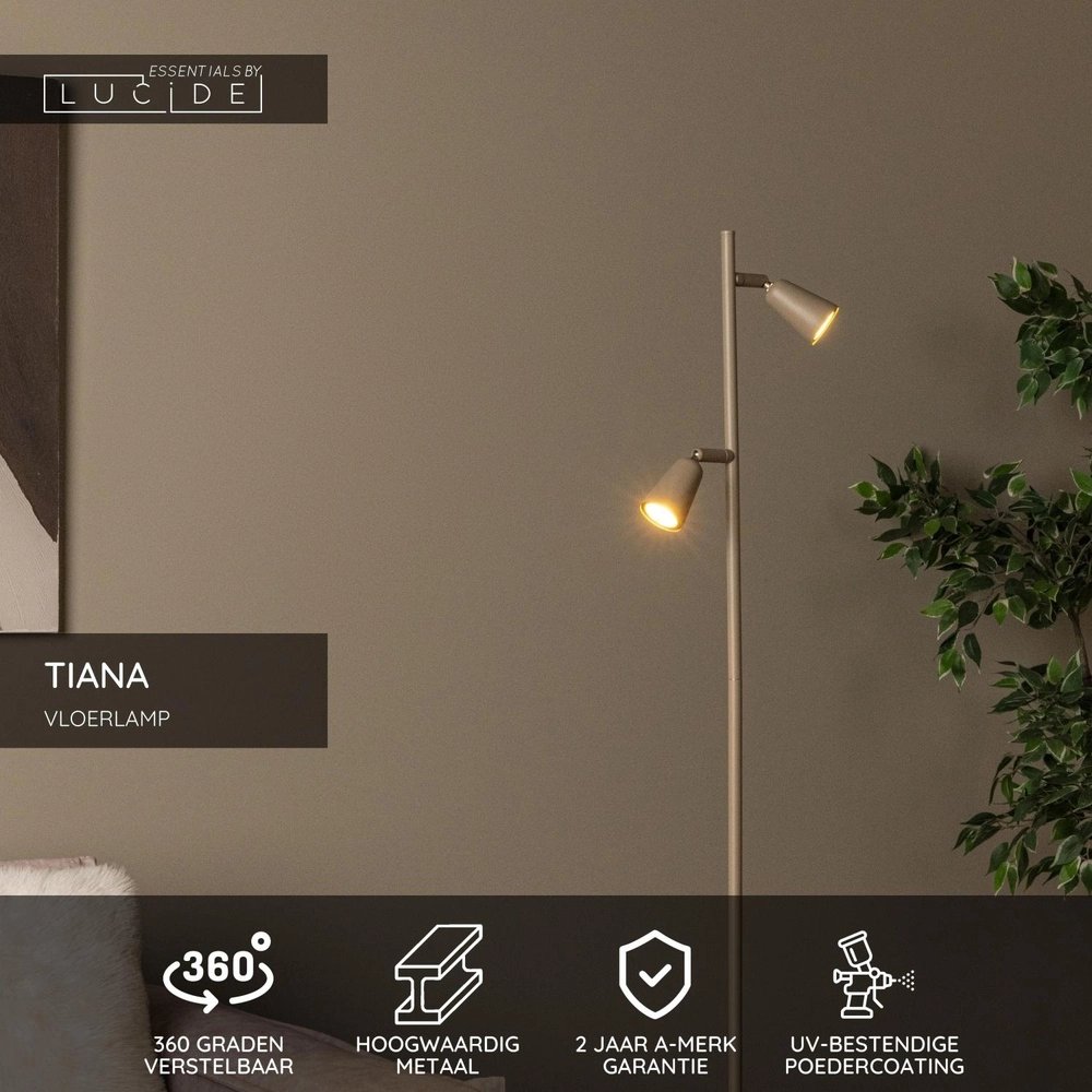 Design leeslamp Tiana taupe Lucide 5411212650474