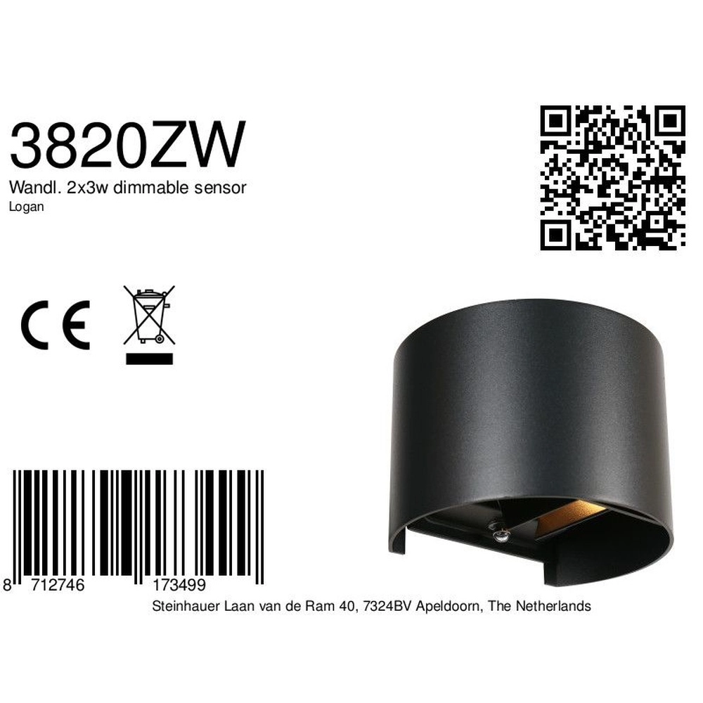 Strakke opbouwspot Logan zwart Steinhauer 8712746173499