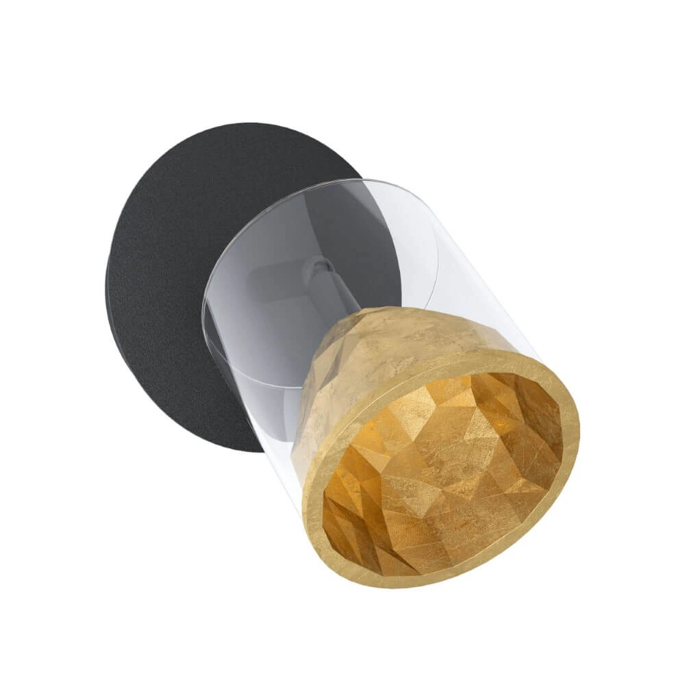 Zwarte wandlamp Melito met goud