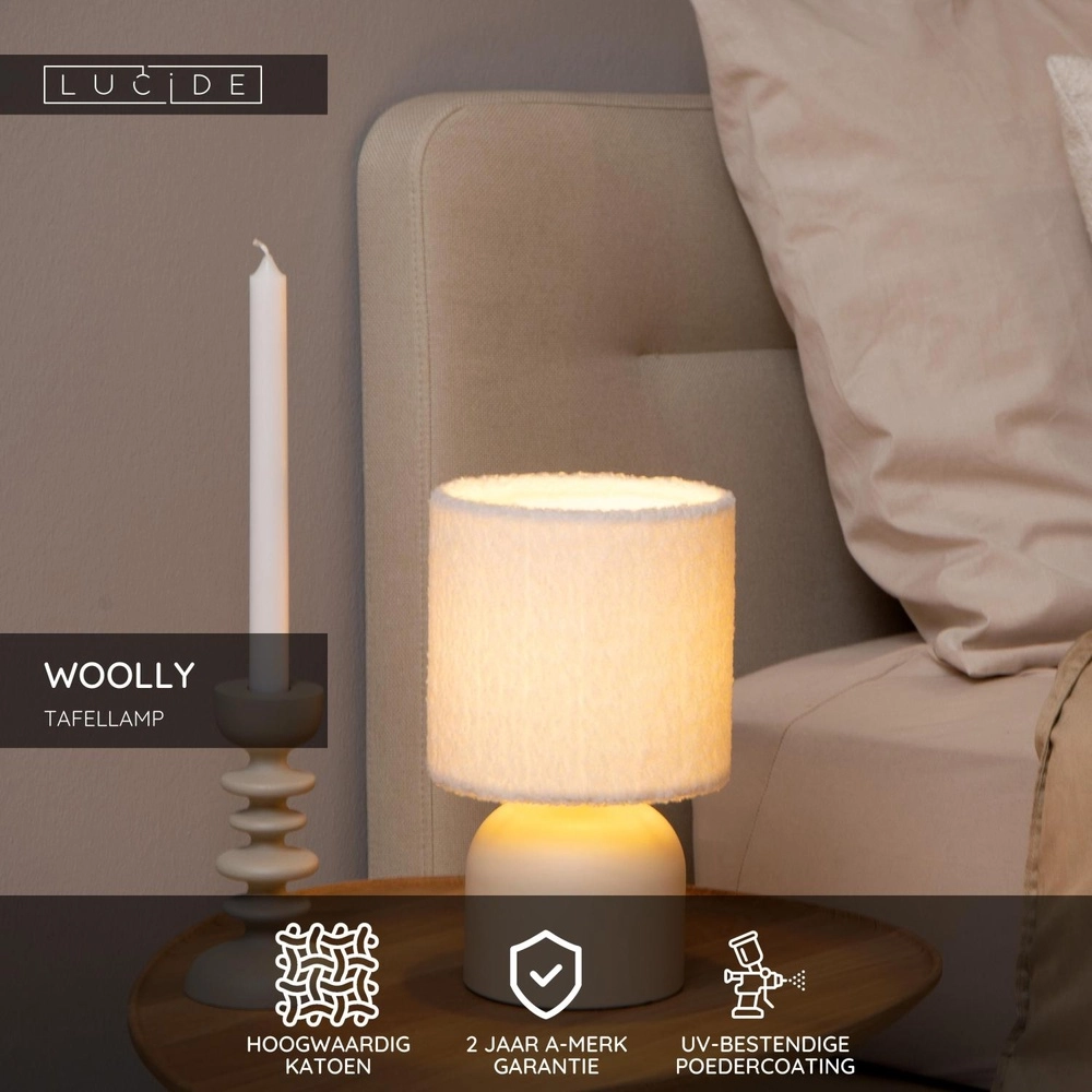 Tafellamp Woolly crème Lucide 5411212105875