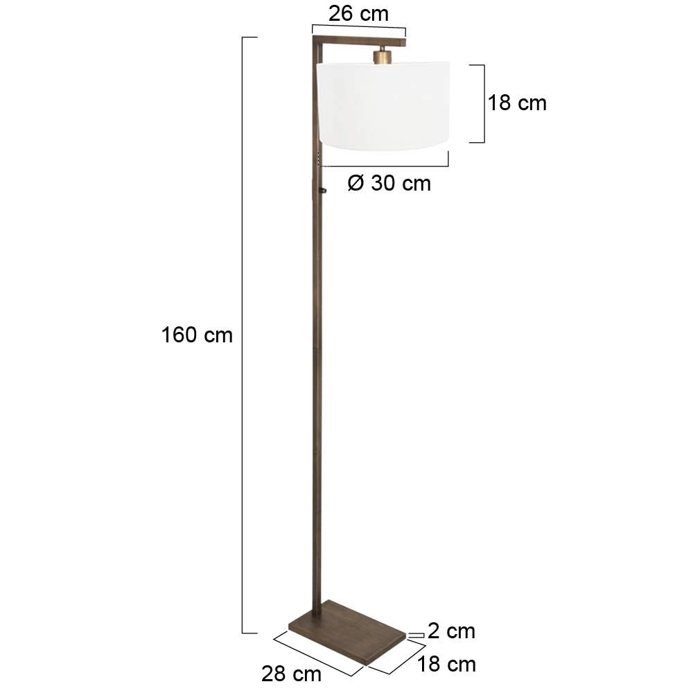 Vloerlamp brons Stang met witte kap Steinhauer 8712746189704