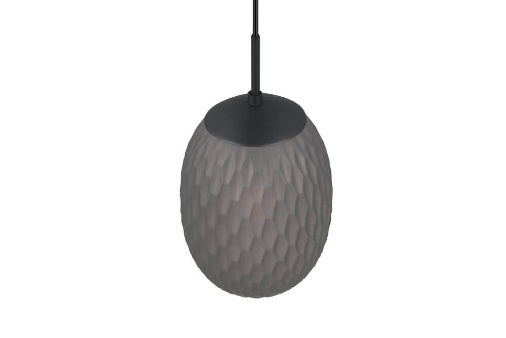 Glazen hanglamp Facette met geribbeld smoke glas Trio 4017807616828